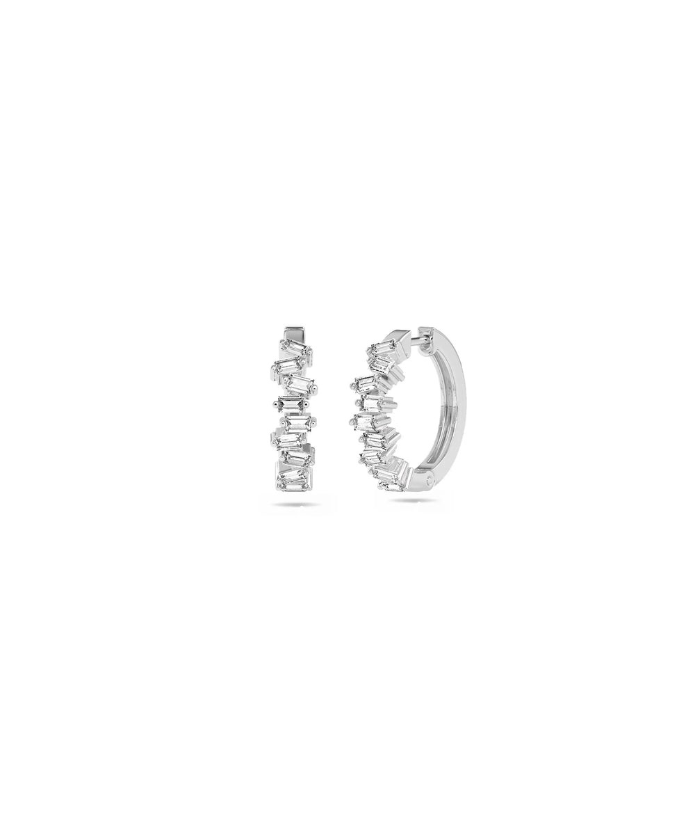 Diamond Baguette Hoop Earring white gold with sleek Art Deco-inspired styling