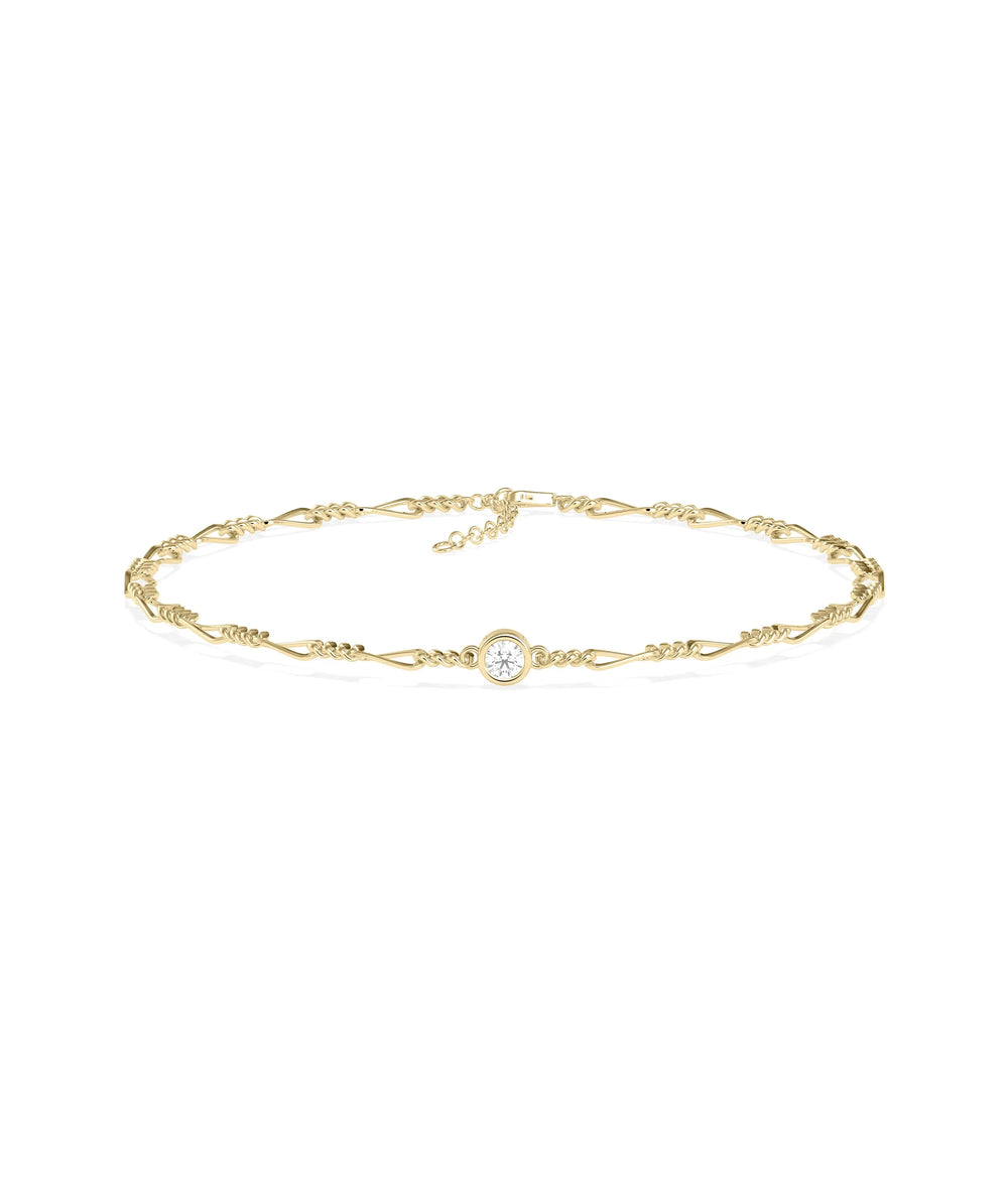 Diamond Solitaire Twist Chain Bracelet - 79e | Everyday 14K Gold Jewelry