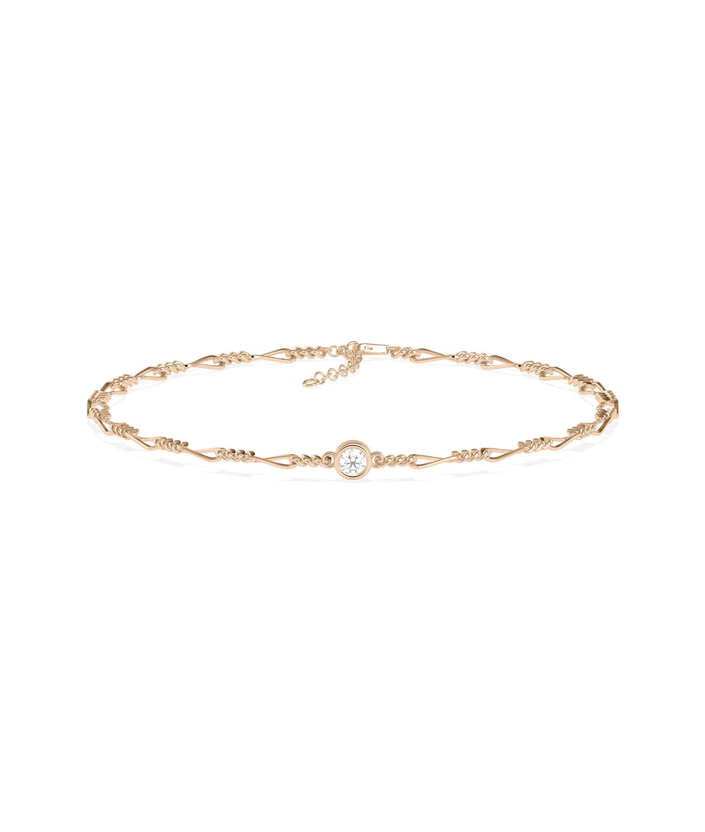Diamond Solitaire Twist Chain Bracelet - 79e | Everyday 14K Gold Jewelry