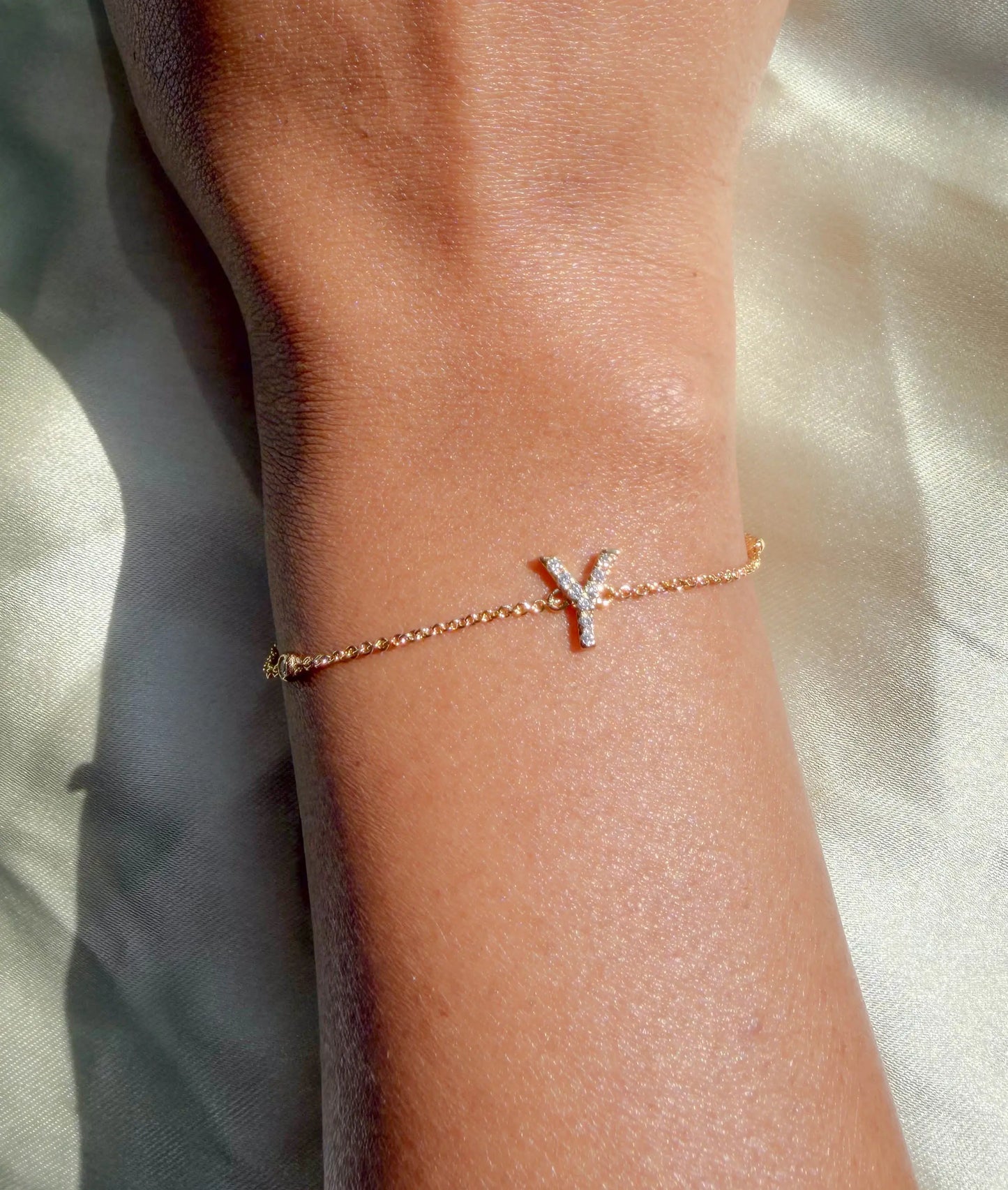 Diamond Initial Cable Link Bracelet
