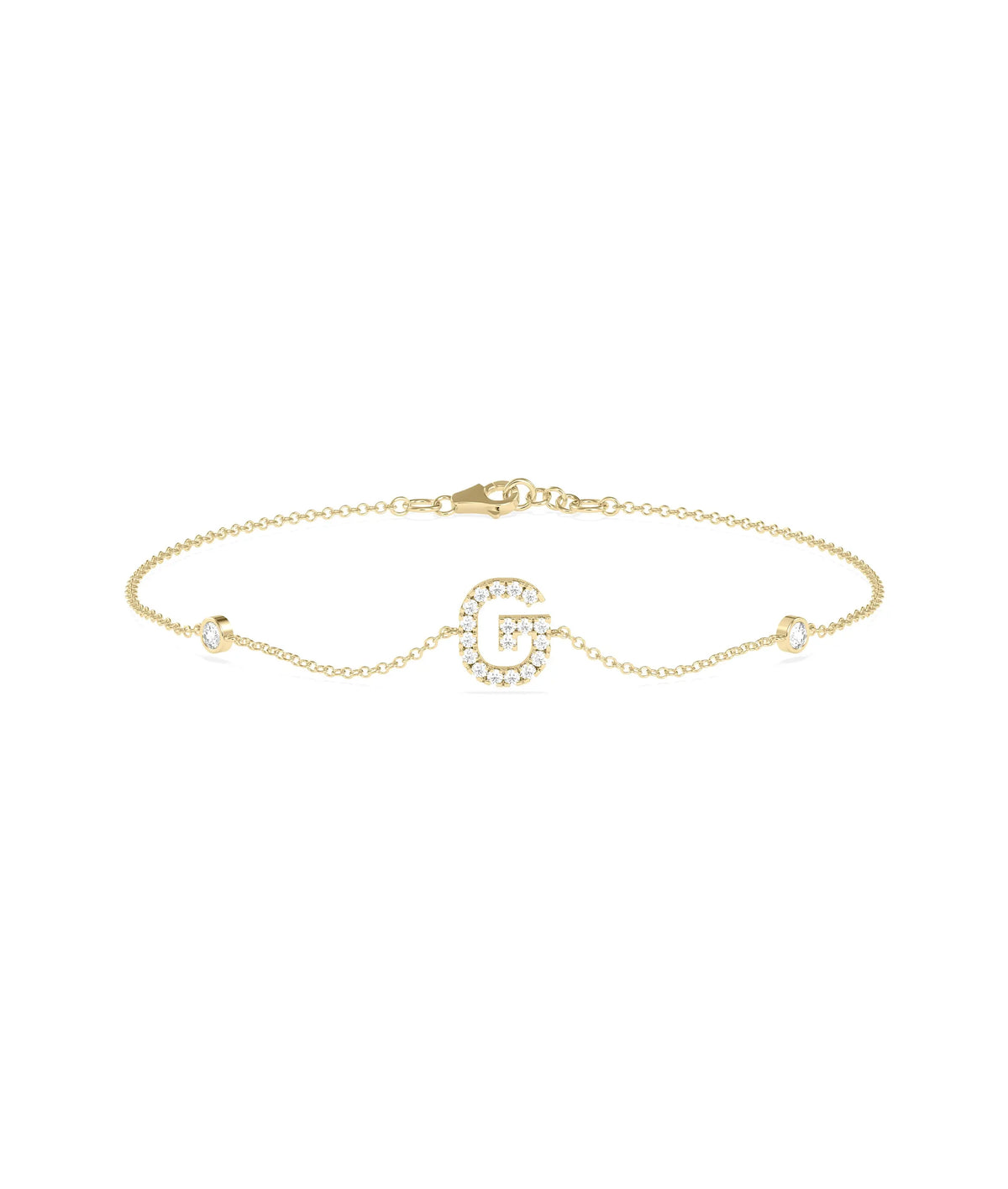 Diamond Initial Cable Link Bracelet - 79e | Everyday 14K Gold Jewelry