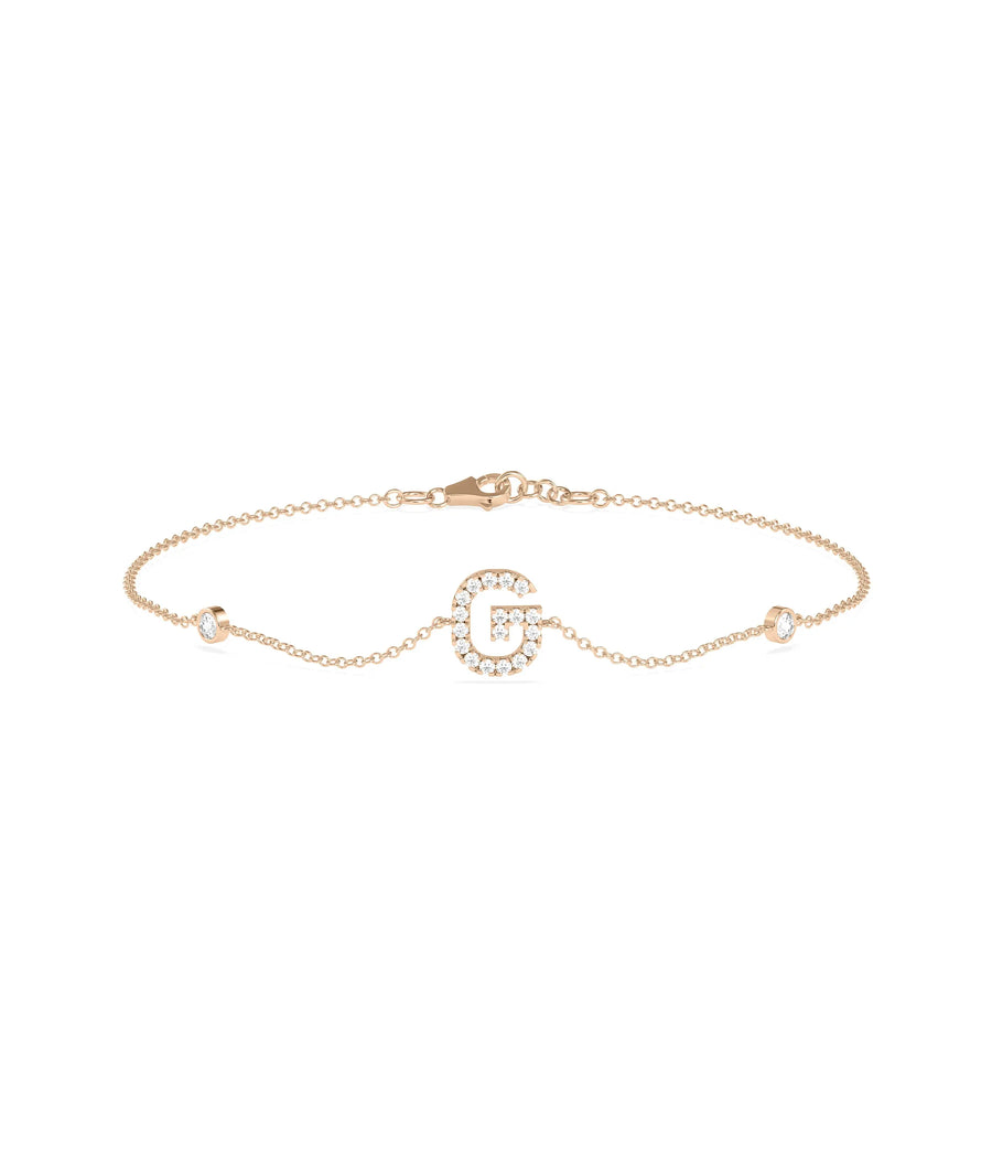 Diamond Initial Cable Link Bracelet - 79e | Everyday 14K Gold Jewelry