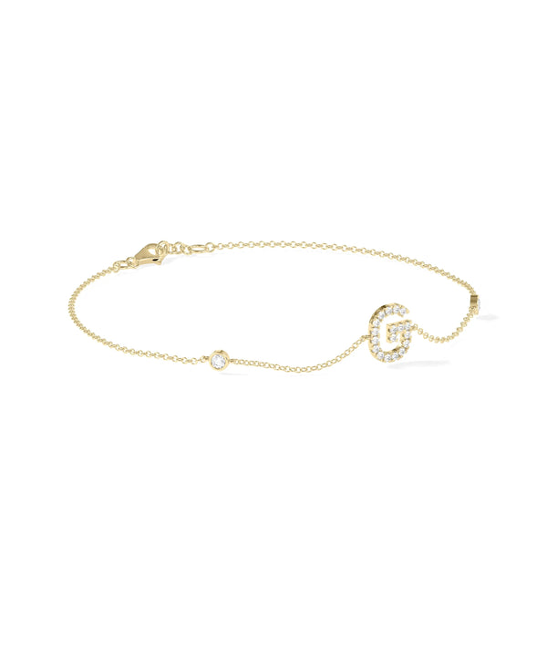 Diamond Initial Cable Link Bracelet - 79e | Everyday 14K Gold Jewelry alternate view