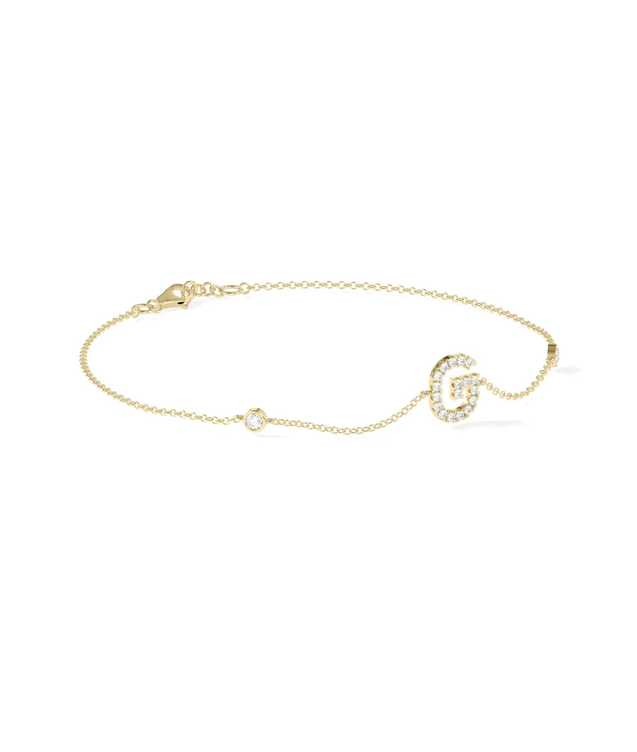Diamond Initial Cable Link Bracelet - 79e | Everyday 14K Gold Jewelry