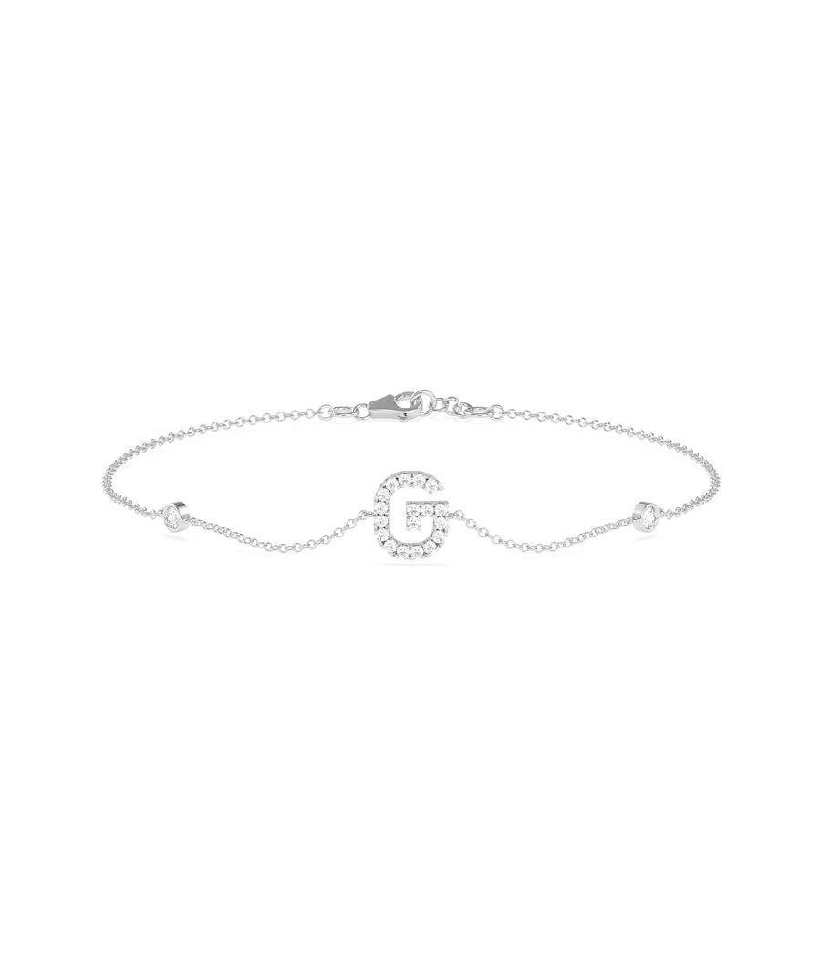 Diamond Initial Cable Link Bracelet - 79e | Everyday 14K Gold Jewelry