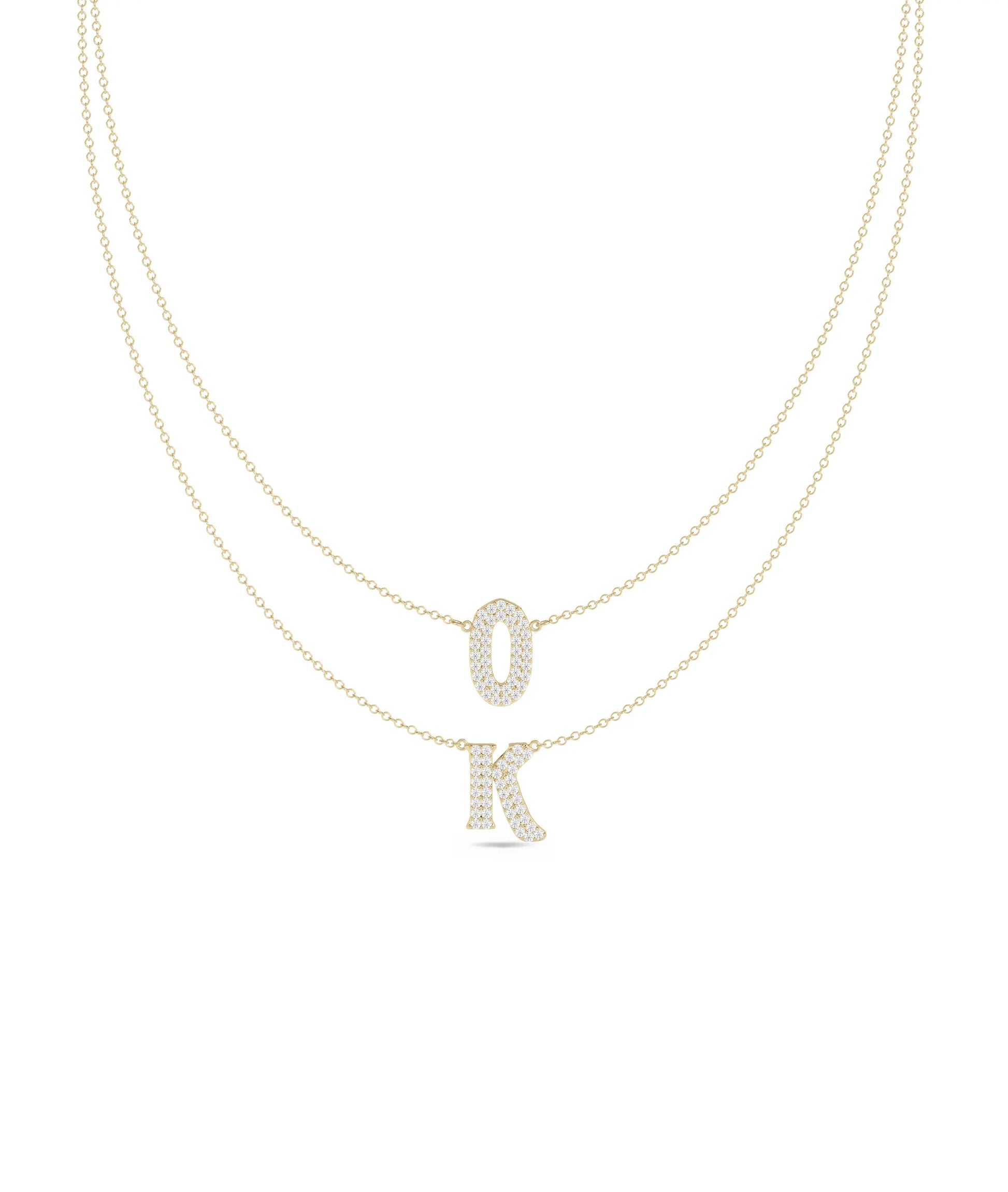 Custom Diamond Pave Initial Layered Necklace