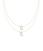Custom Diamond Pave 2 Initial Layered yellow gold modern personalized
