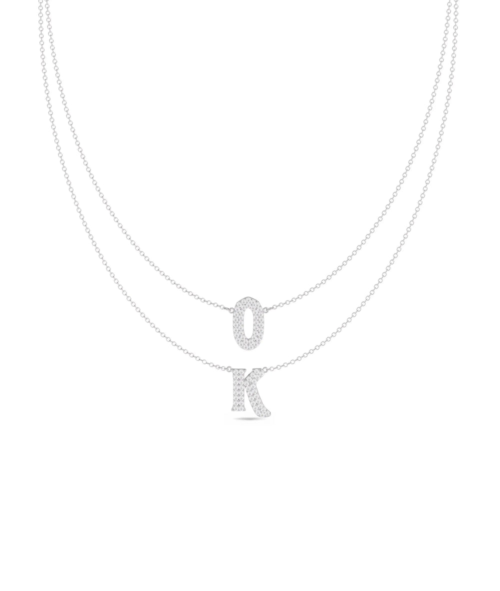 White gold Custom Diamond Pave 2 Initial Layered design