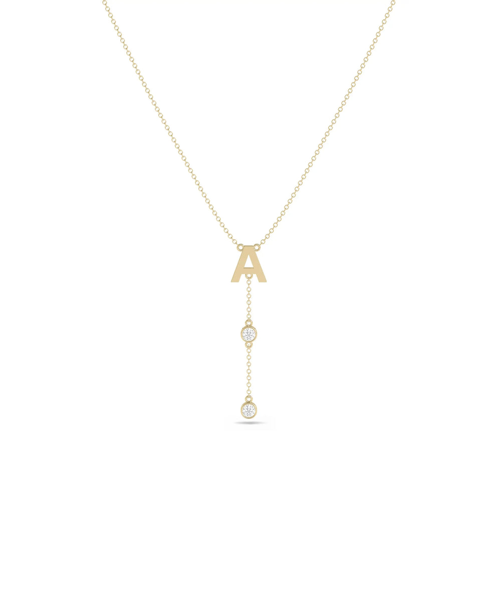 Gold Initial Diamond Dangle yellow personalized graceful movement