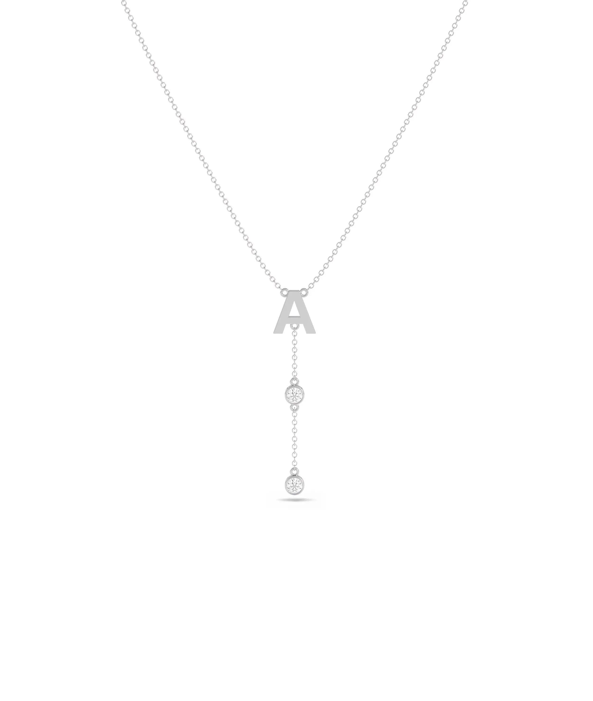 White gold Initial Diamond Dangle personalized design