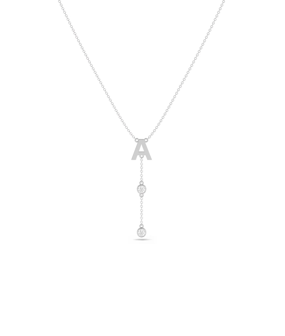 White gold Initial Diamond Dangle personalized design