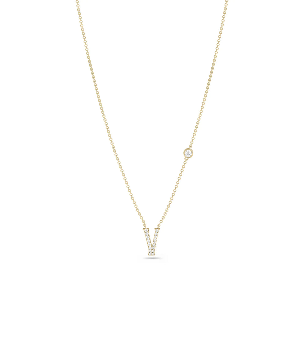 Diamond Pave Initial Birthstone yellow gold personalized colorful