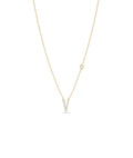 Pave Diamond Initial with Solitaire Birthstone Necklace