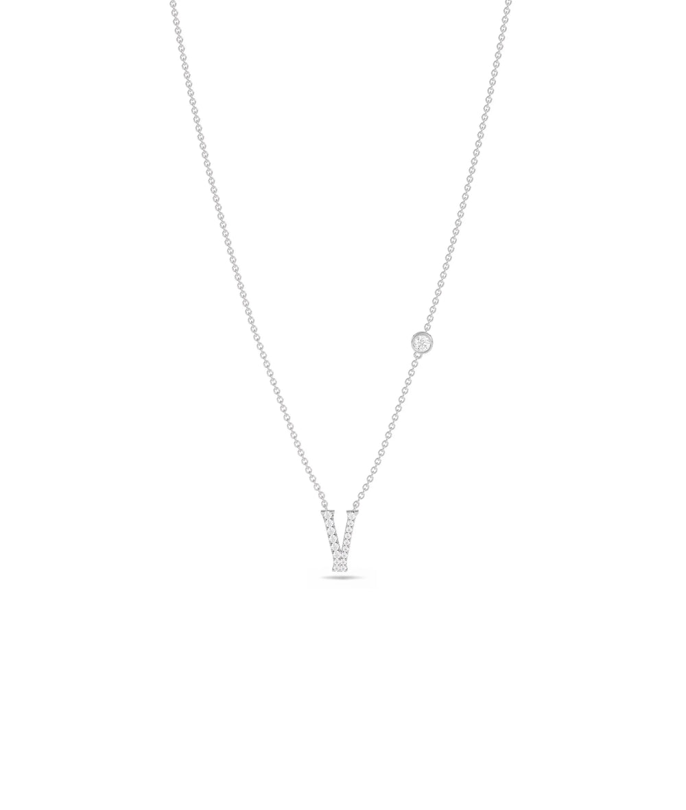 White gold Diamond Pave Initial Birthstone personalized design