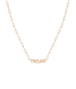 Rose gold Custom Gold Name Paper Clip Chain Necklace with personalized name