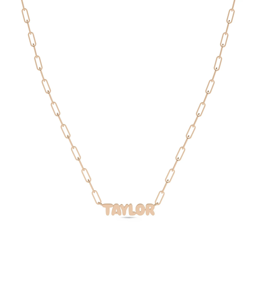 Rose gold Custom Gold Name Paper Clip Chain Necklace with personalized name