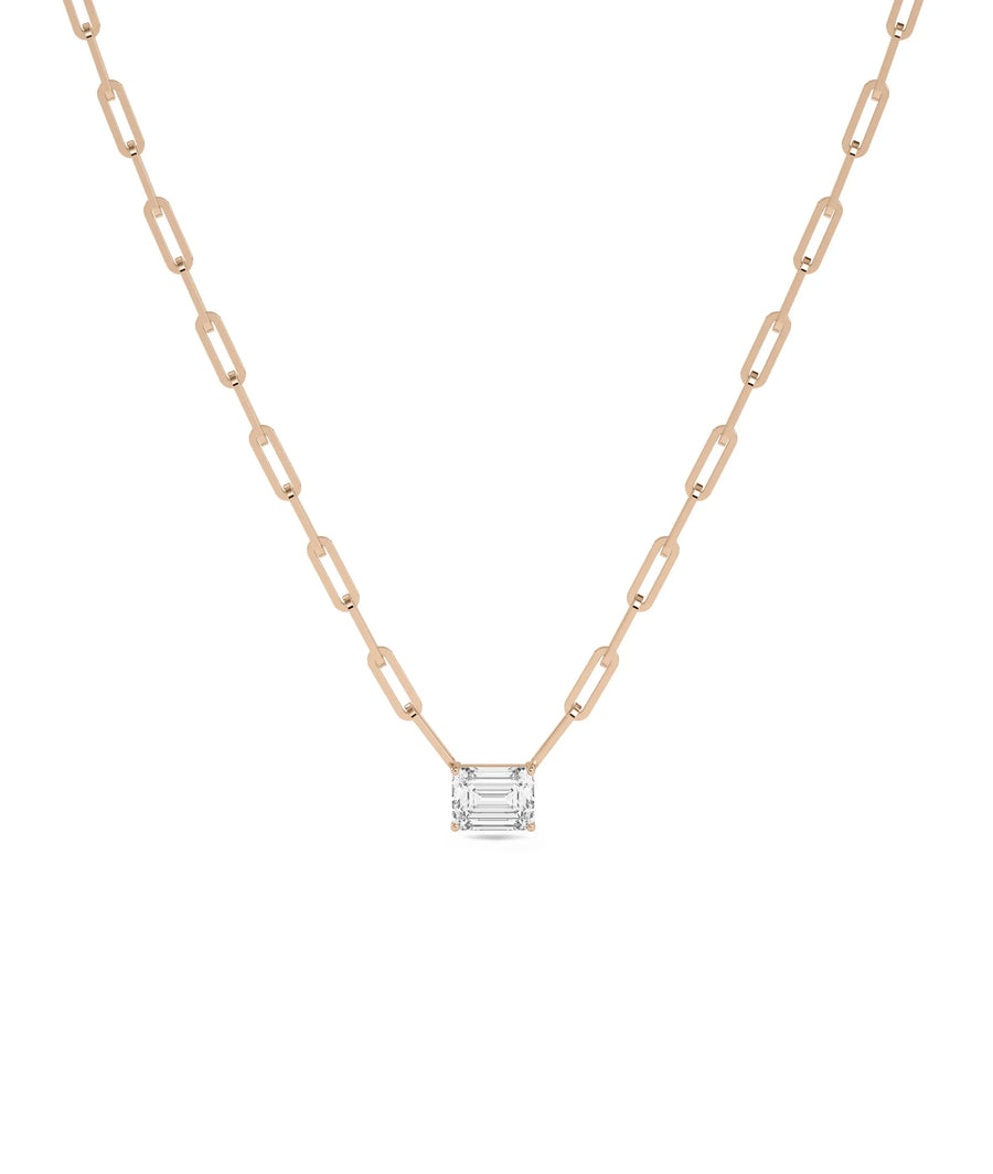 Rose gold Lab Diamond Solitaire Paper Clip featuring extraordinary sparkle