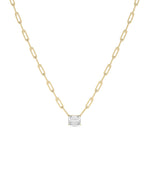 Lab Diamond Solitaire Paper Clip yellow gold modern sustainable luxury
