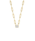Bezel Diamond Solitaire Paper Clip Necklace