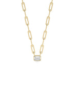 Diamond Bezel Solitaire Paper Clip yellow gold modern luxurious