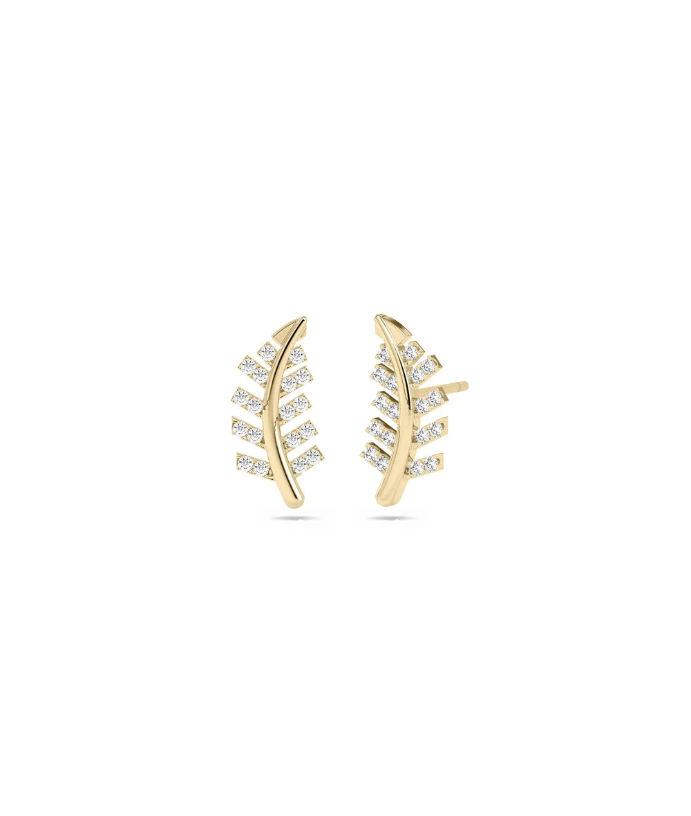 Diamond Leaf Stud Earring - 79e | Everyday 14K Gold Jewelry