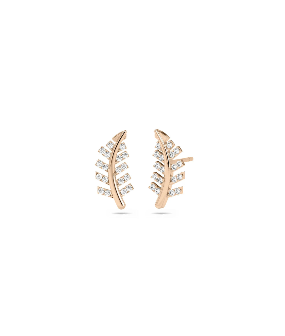 Diamond Leaf Stud Earring - 79e | Everyday 14K Gold Jewelry