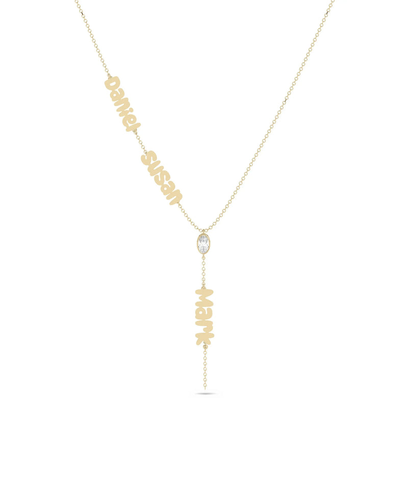 Personalized Y shape family names diamonds presentation