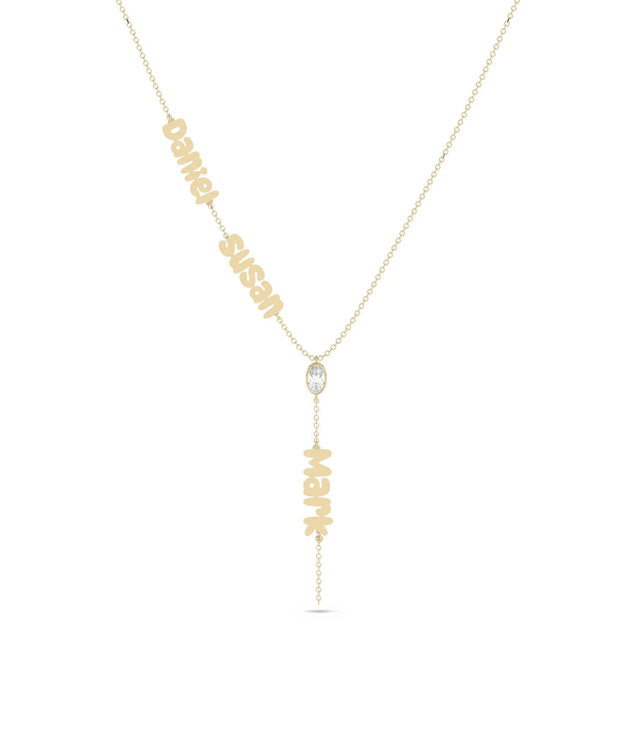 Personalized Y shape family names diamonds presentation