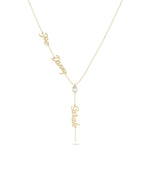 Custom 3 Name Y Shape Solitaire yellow gold family personalized
