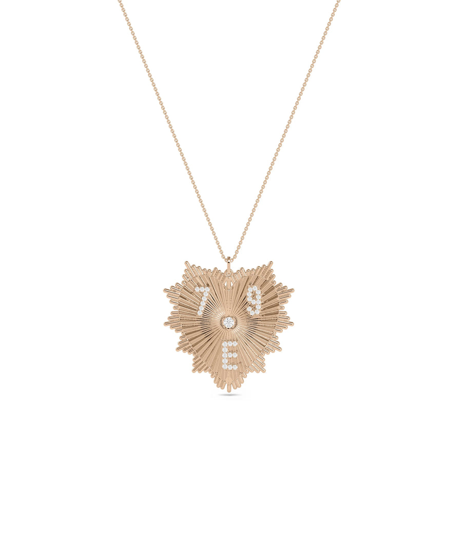 Rose gold Custom Diamond Initial Heart Medallion featuring sparkle