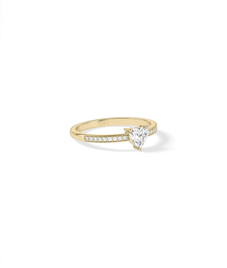 Side view of Diamond Solitaire and Pave Band Ring showing 1.8mm band with pav