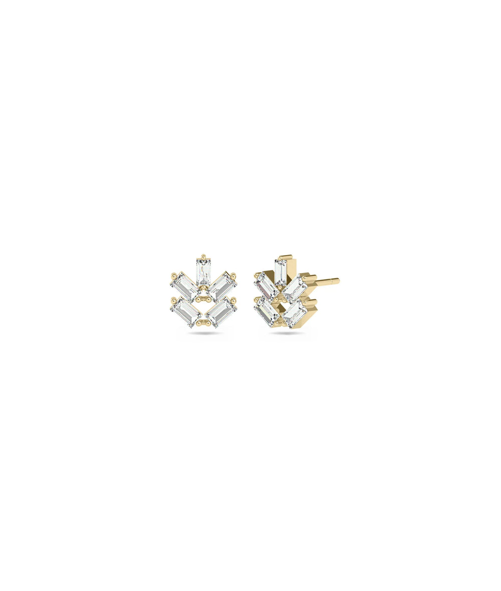 Diamond Baguette Stud Earring in yellow gold with elegant baguette-cut linear diamonds