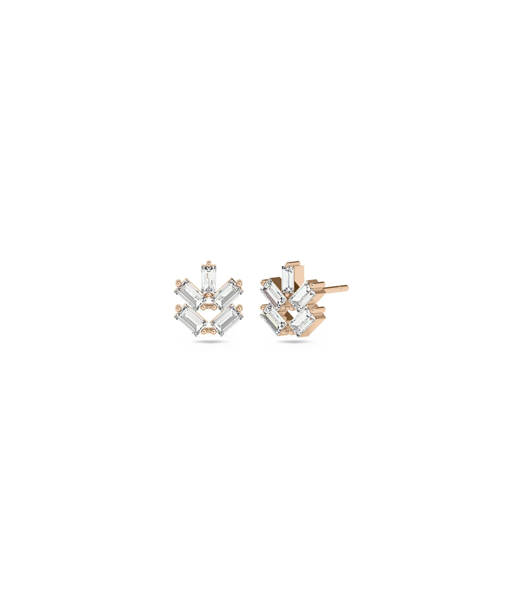 Rose gold Diamond Baguette Stud Earring with sleek linear step-cut baguette diamonds