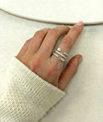 Three-Row Diamond Pave & Solitaire Band Ring