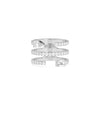 3 Row Diamond Pave and Solitaire Band Ring in white gold with abundant sparkle