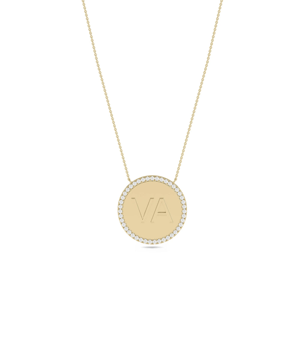 Custom Initial Diamond Circle yellow gold personalized eternal