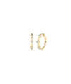 Diamond Station Hoop Earring in yellow gold with rhythmic evenly spaced diamond stations