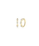 Diamond Station Hoop Earring in yellow gold with rhythmic evenly spaced diamond stations