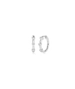 White gold Diamond Station Hoop Earring featuring classic hoop with diamond stations