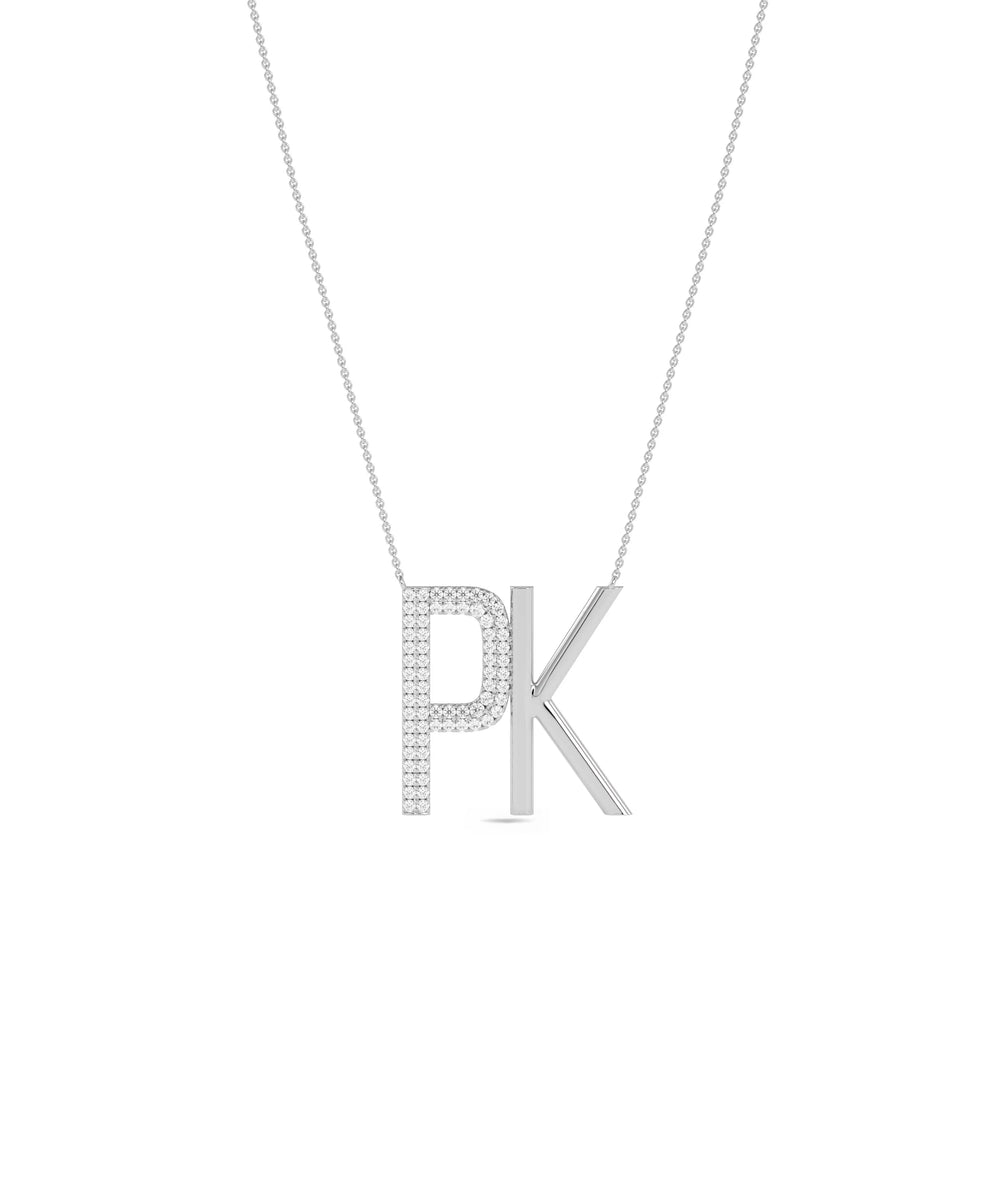 White gold Custom Initials Diamond Pave personalized design