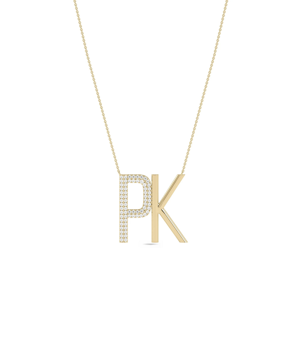 Custom Initials Diamond Pave yellow gold luxurious monogram