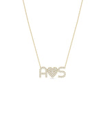 Custom Diamond Pave Initial Heart yellow gold luxurious personalized