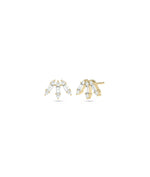 Diamond Baguette Stud Earring in yellow gold with elegant baguette-cut linear diamonds