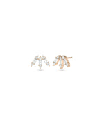 Rose gold Diamond Baguette Stud Earring with sleek linear step-cut baguette diamonds