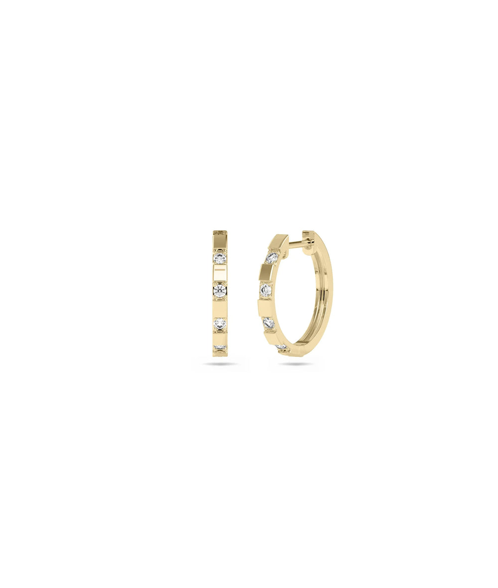 Diamond Hoop Earrings - 79e | Everyday 14K Gold Jewelry