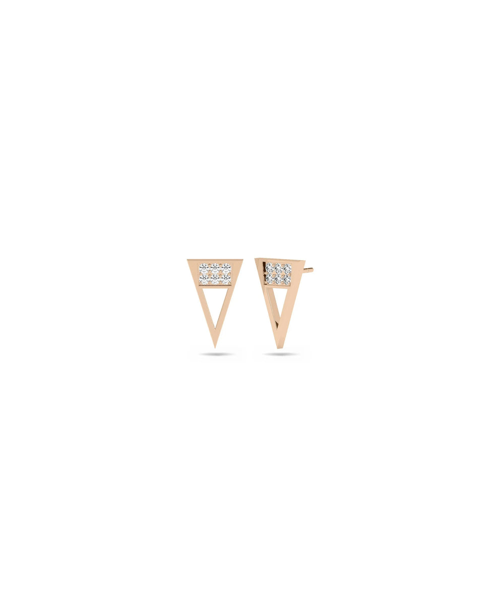 Rose gold Triangle Diamond Stud Earring with bold triangular sparkle and diamonds