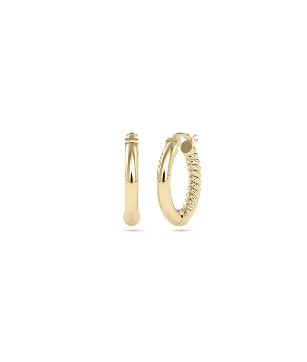 Gold and Fluted Hoop Earring - 79e | Everyday 14K Gold Jewelry