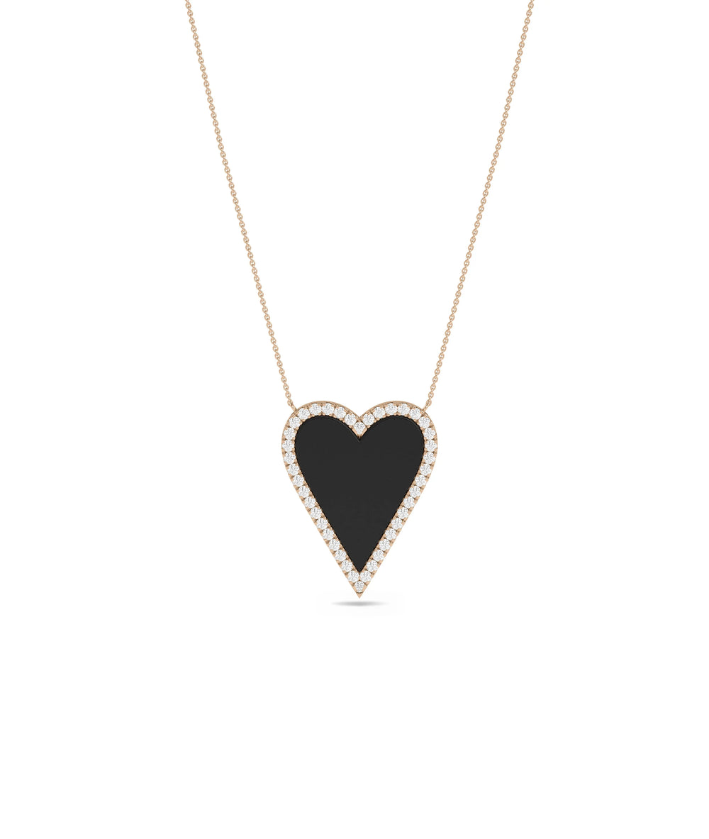 Enamel heart diamond outline 25mm 0.50 ctw close-up