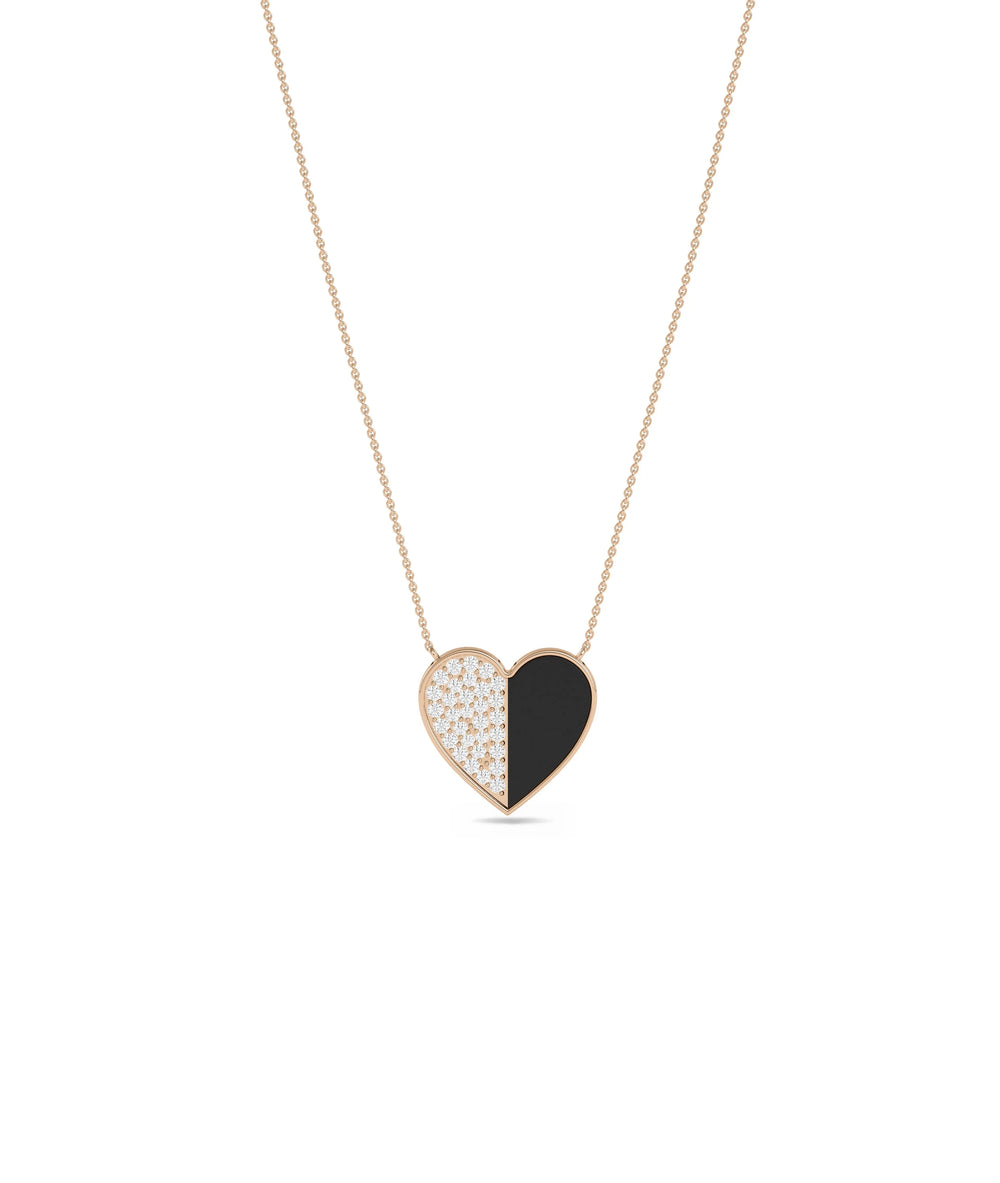 Rose gold Half Diamond Half Enamel Heart featuring color sparkle