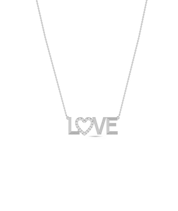 White gold Love Necklace Diamond Heart romantic design alternate view
